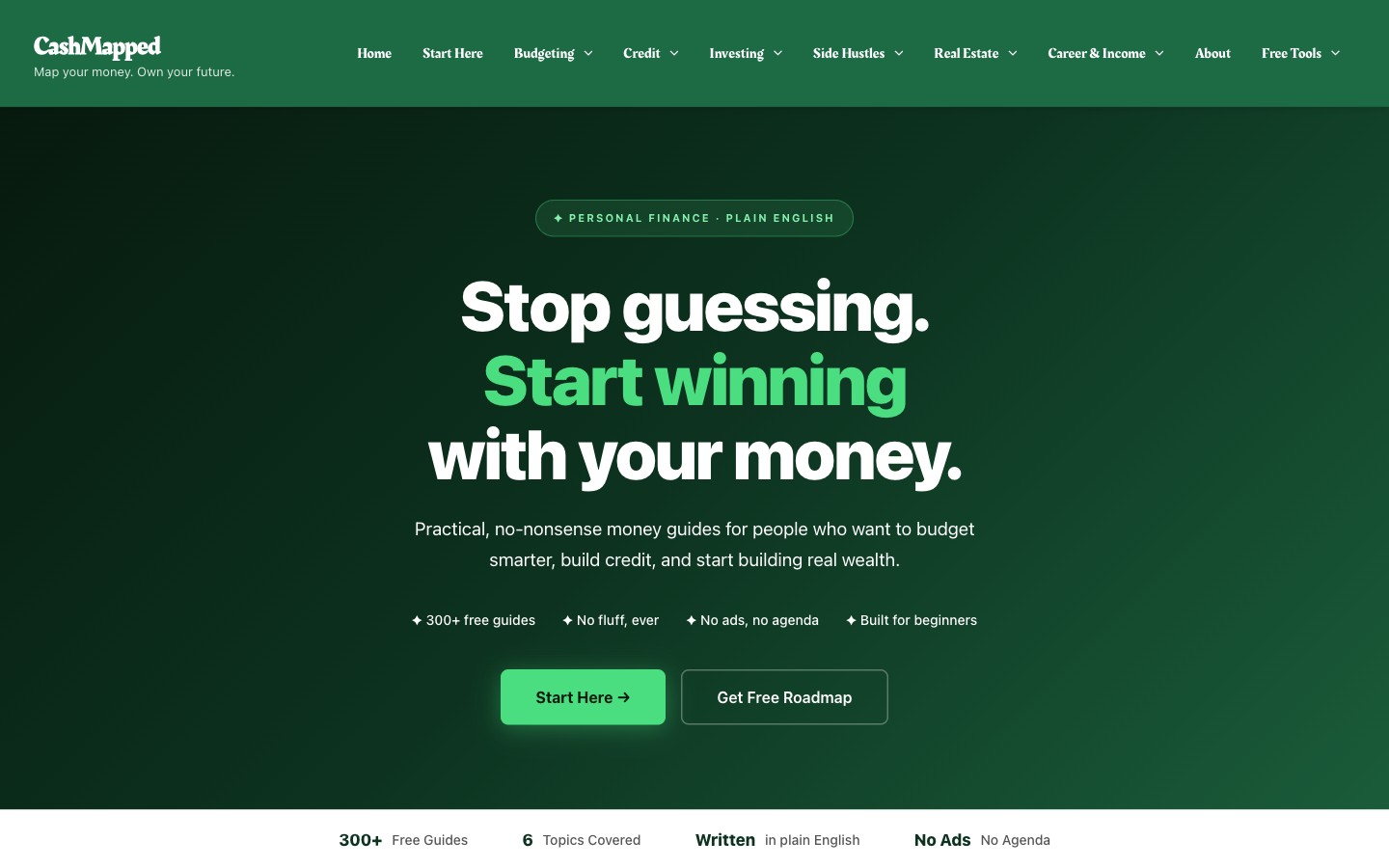 CashMapped personal finance homepage